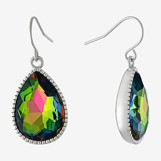 Sparkle Allure Silver Reflections Womens Blue Crystal Pure Silver Over Brass Pear Drop Earrings