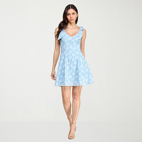 City Triangle Womens Juniors Sleeveless Fit + Flare Dress