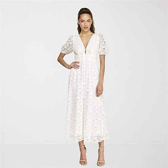 B. Smart Womens Juniors Midi V Neck Short Sleeve A-Line Dress