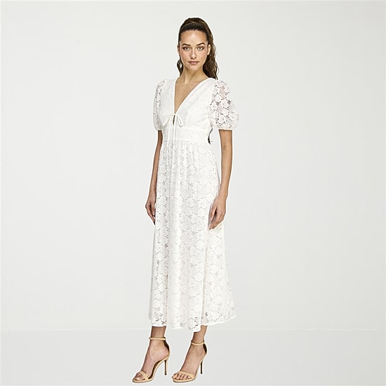 B. Smart Womens Juniors Midi V Neck Short Sleeve A-Line Dress