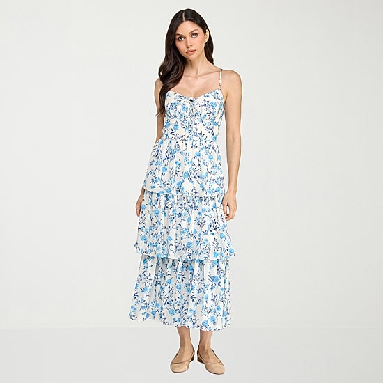 City Triangle Womens Juniors V Neck Sleeveless A-Line Dress