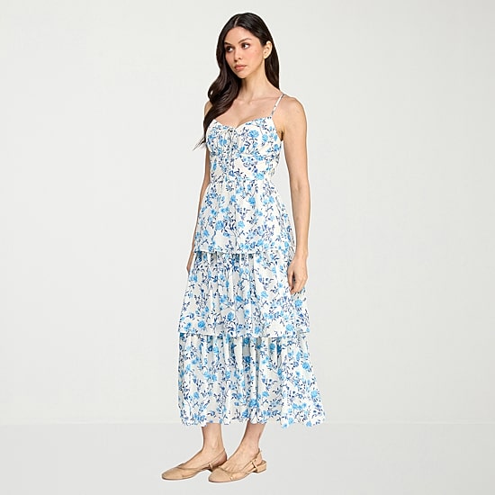 City Triangle Womens Juniors V Neck Sleeveless A-Line Dress