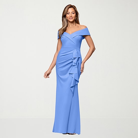 DJ Jaz Womens Sweetheart Neck Short Sleeve Evening Gown
