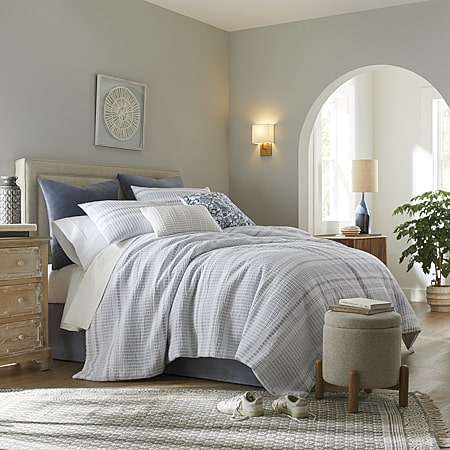 Linden Street Lennon Stripe 8-pc. Comforter Set, Color: Smoke Blue