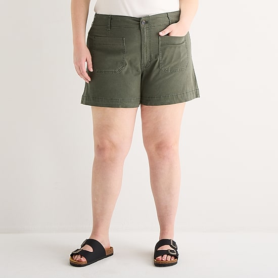 A.N.A Patch Pocket Womens Plus 4" Highest Rise Chino Short