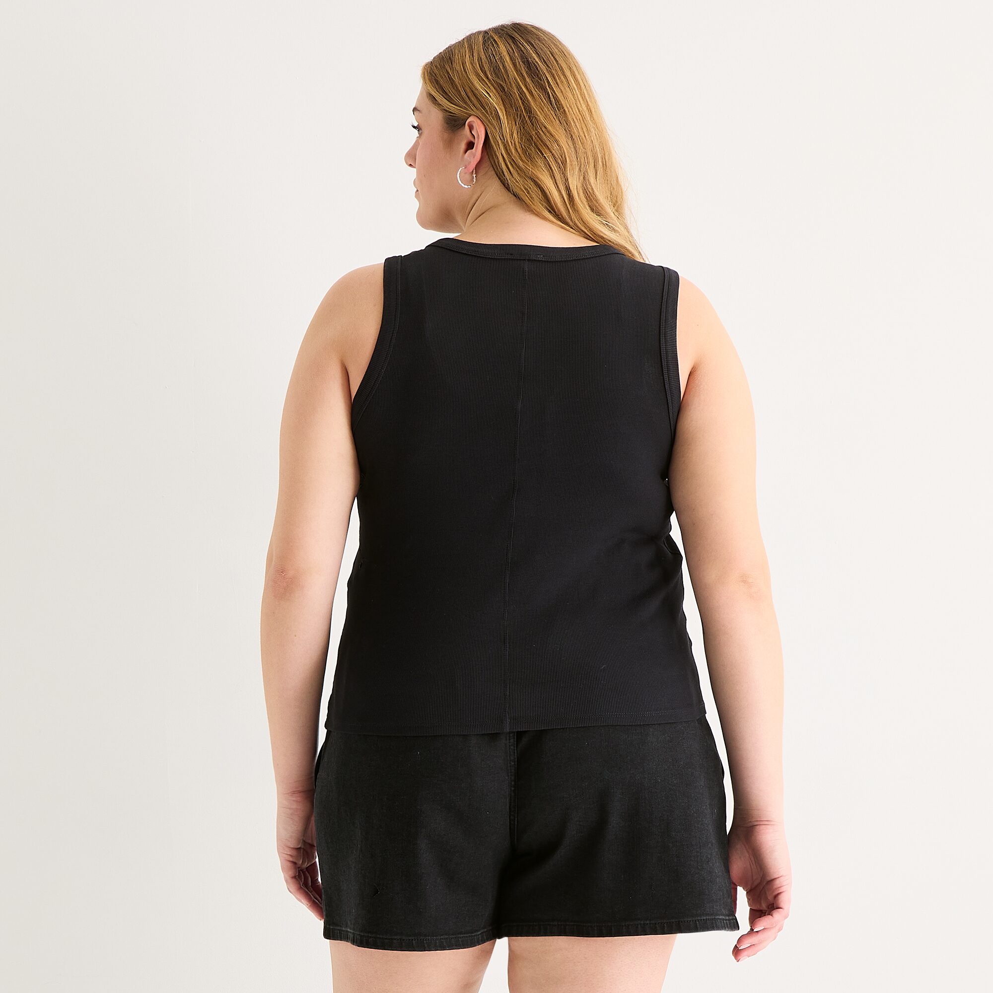 a.n.a Womens Plus Henley Neck Sleeveless Tank Top