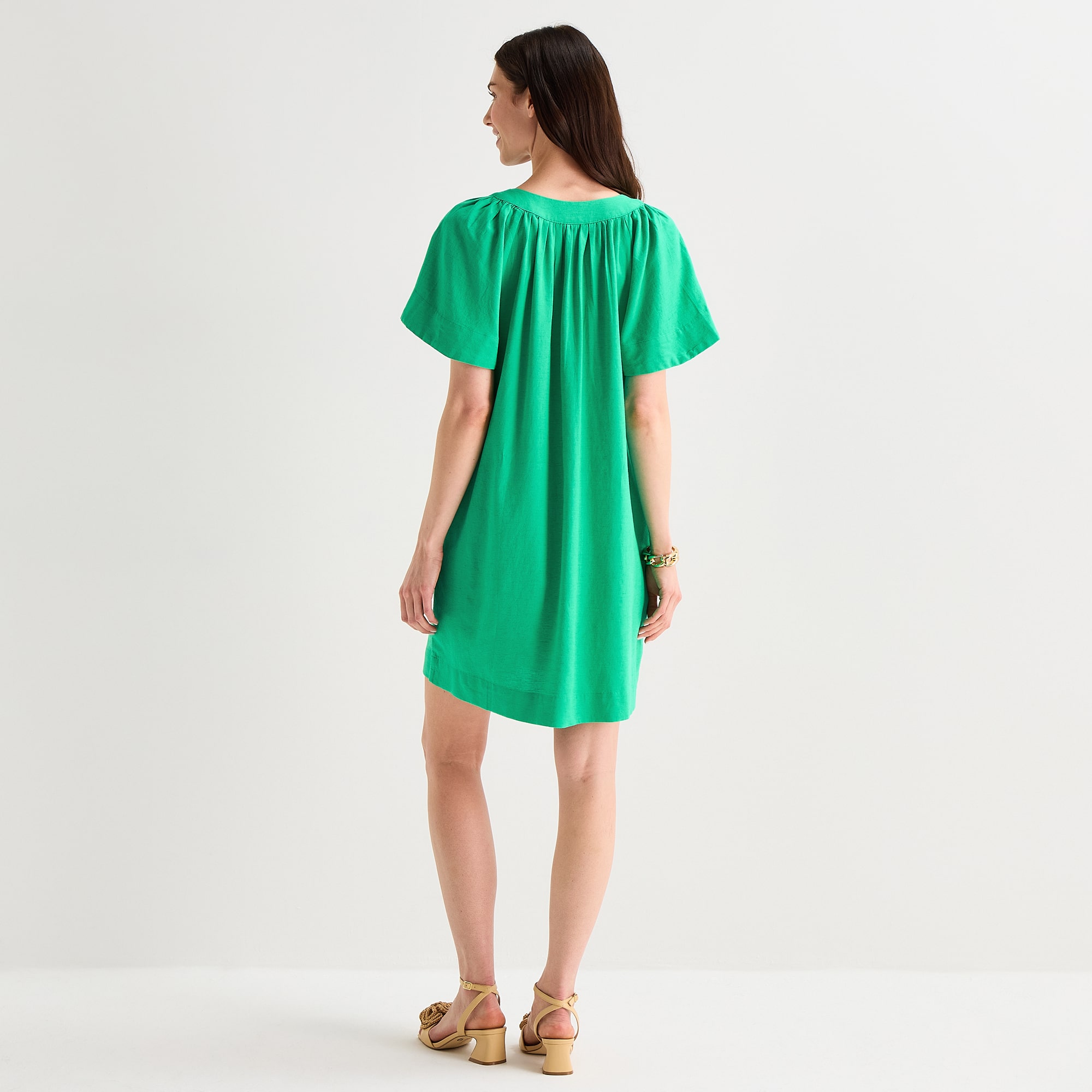 St. John's Bay Womens Tall Midi Split Crew Neck Short Sleeve A-Line Dress