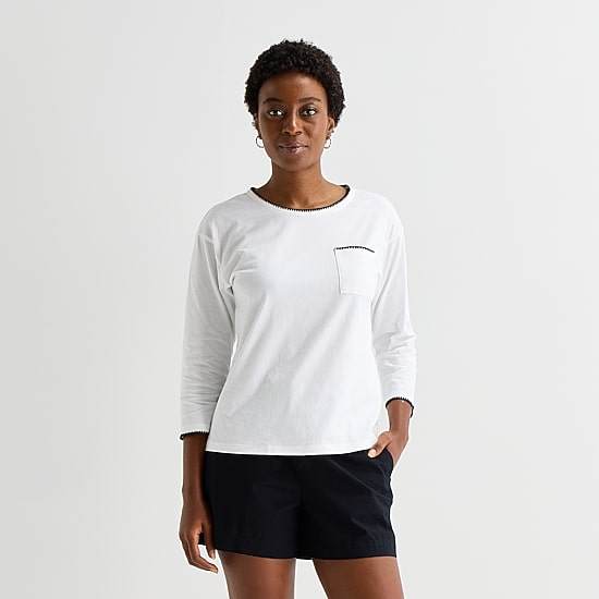 St. John's Bay Womens Tall Crew Neck 3/4 Sleeve Blouse