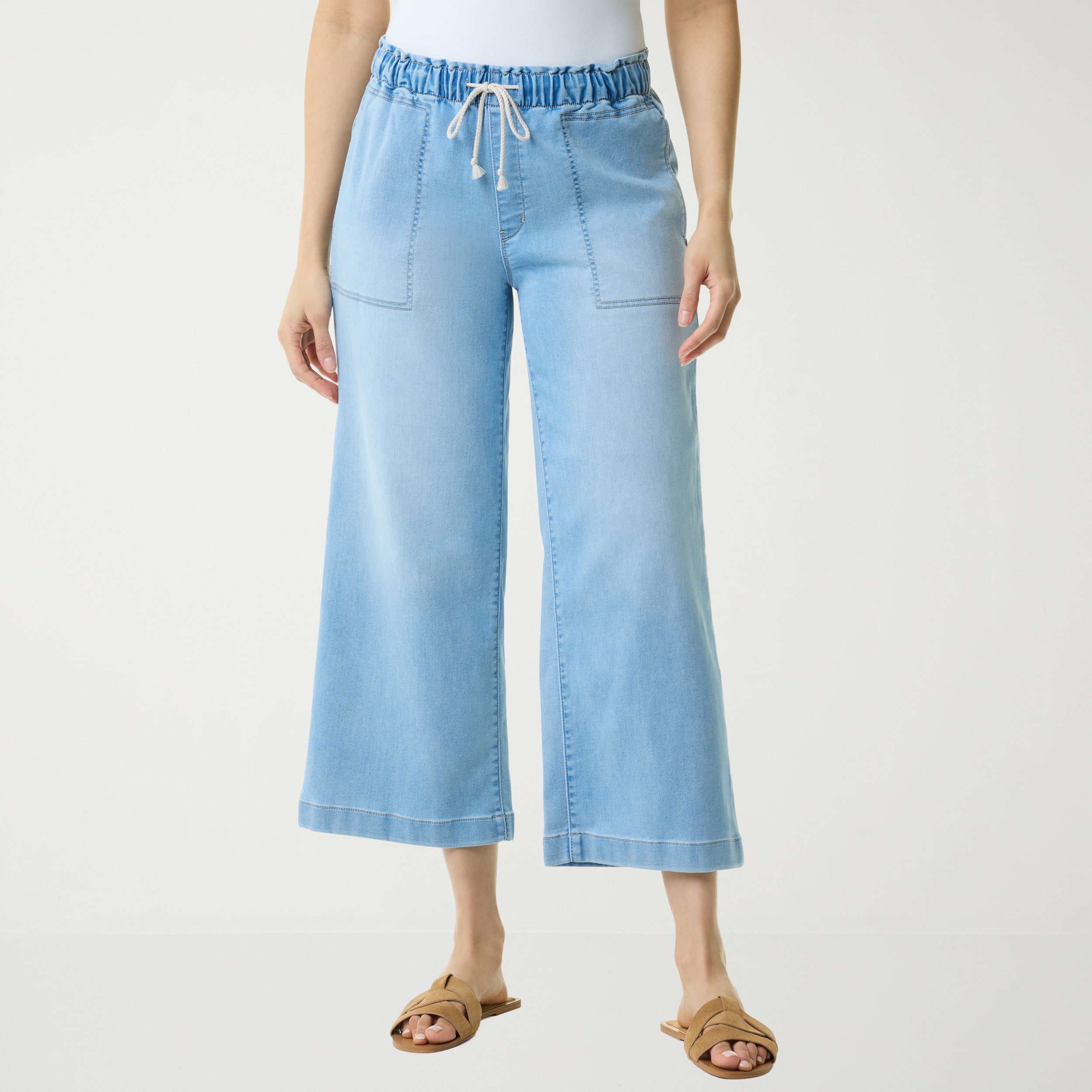 Gloria Vanderbilt Womens Knitology Wide Leg Crop with Drawstring