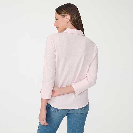 Gloria Vanderbilt Ashten Womens 3/4 Sleeve Regular Fit Button-Down Shirt
