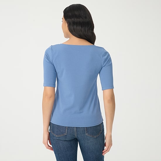 Gloria Vanderbilt Womens Split Crew Neck Short Sleeve T-Shirt
