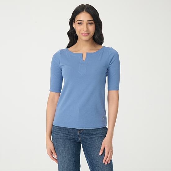 Gloria Vanderbilt Womens Split Crew Neck Short Sleeve T-Shirt