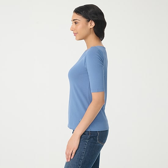 Gloria Vanderbilt Womens Split Crew Neck Short Sleeve T-Shirt
