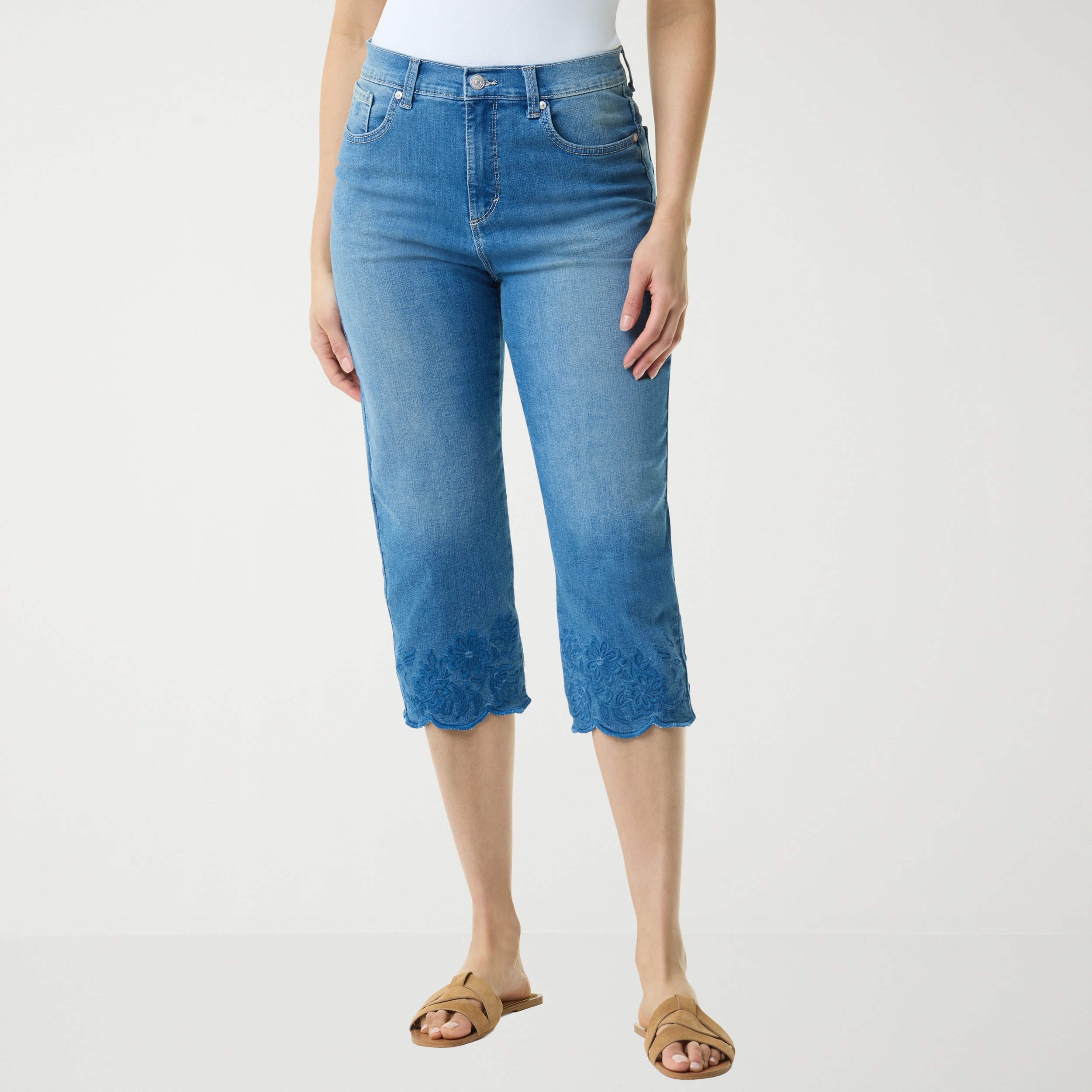 Gloria Vanderbilt Amanda Womens High Rise STRETCH FABRIC Capri Jean