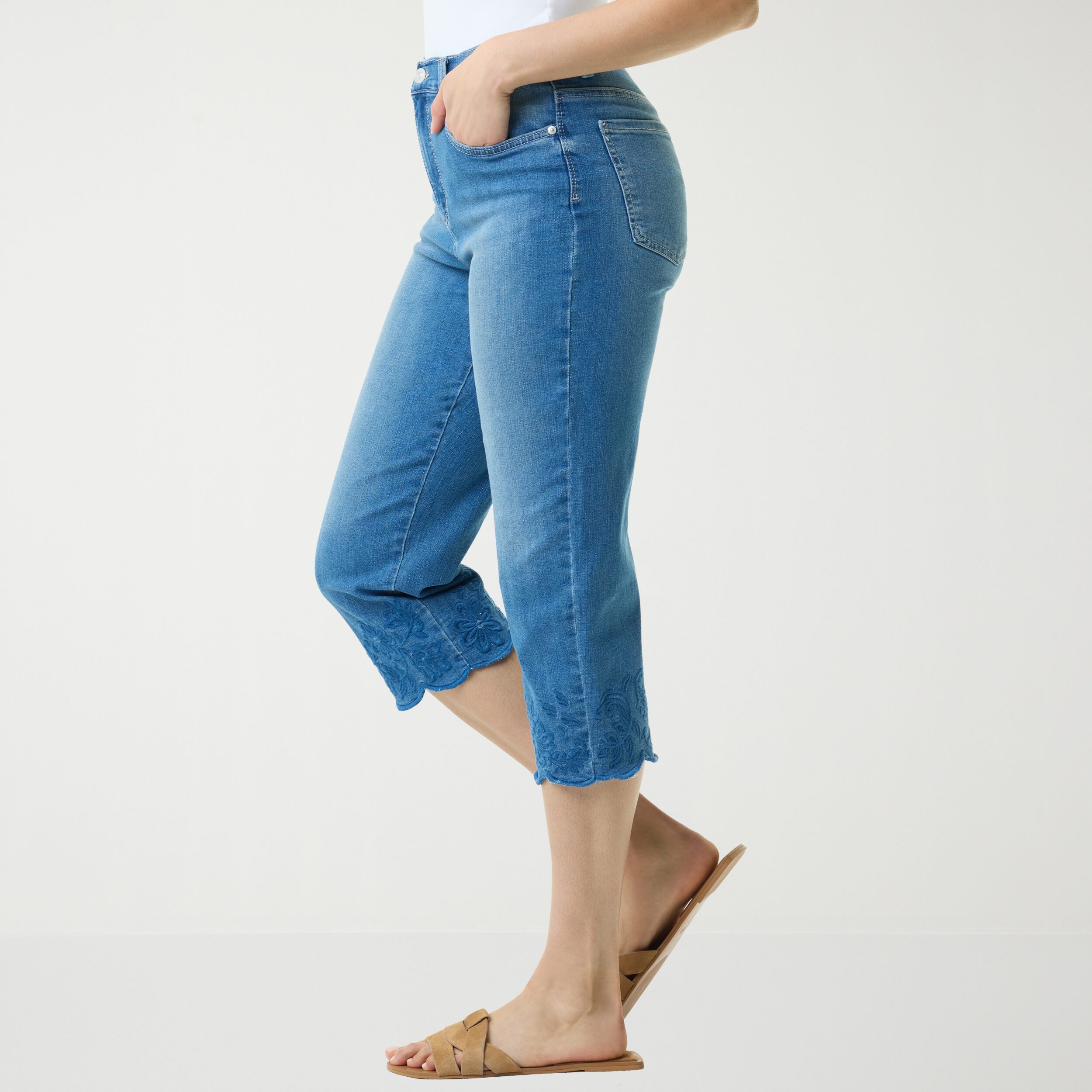 Gloria Vanderbilt Amanda Womens High Rise Stretch Fabric Capri Jean