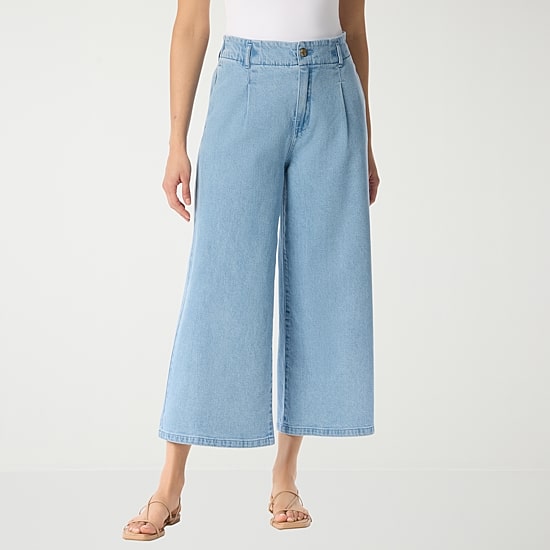 Gloria Vanderbilt Womens Wide Leg Mid Rise Cropped Pant