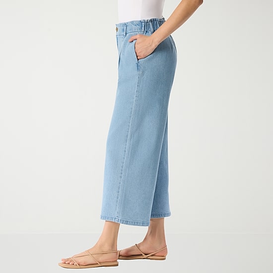 Gloria Vanderbilt Womens Wide Leg Mid Rise Cropped Pant