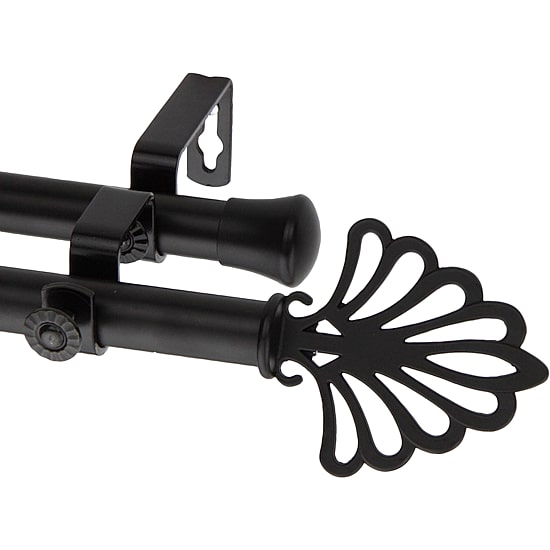 Rod Desyne Double 13/16" Adjustable Curtain Rod with Fan Finials