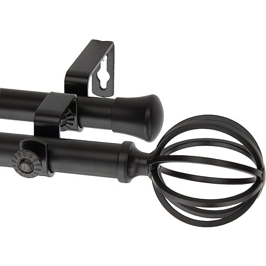 Rod Desyne Double 13/16" Adjustable Curtain Rod with Cage Finials