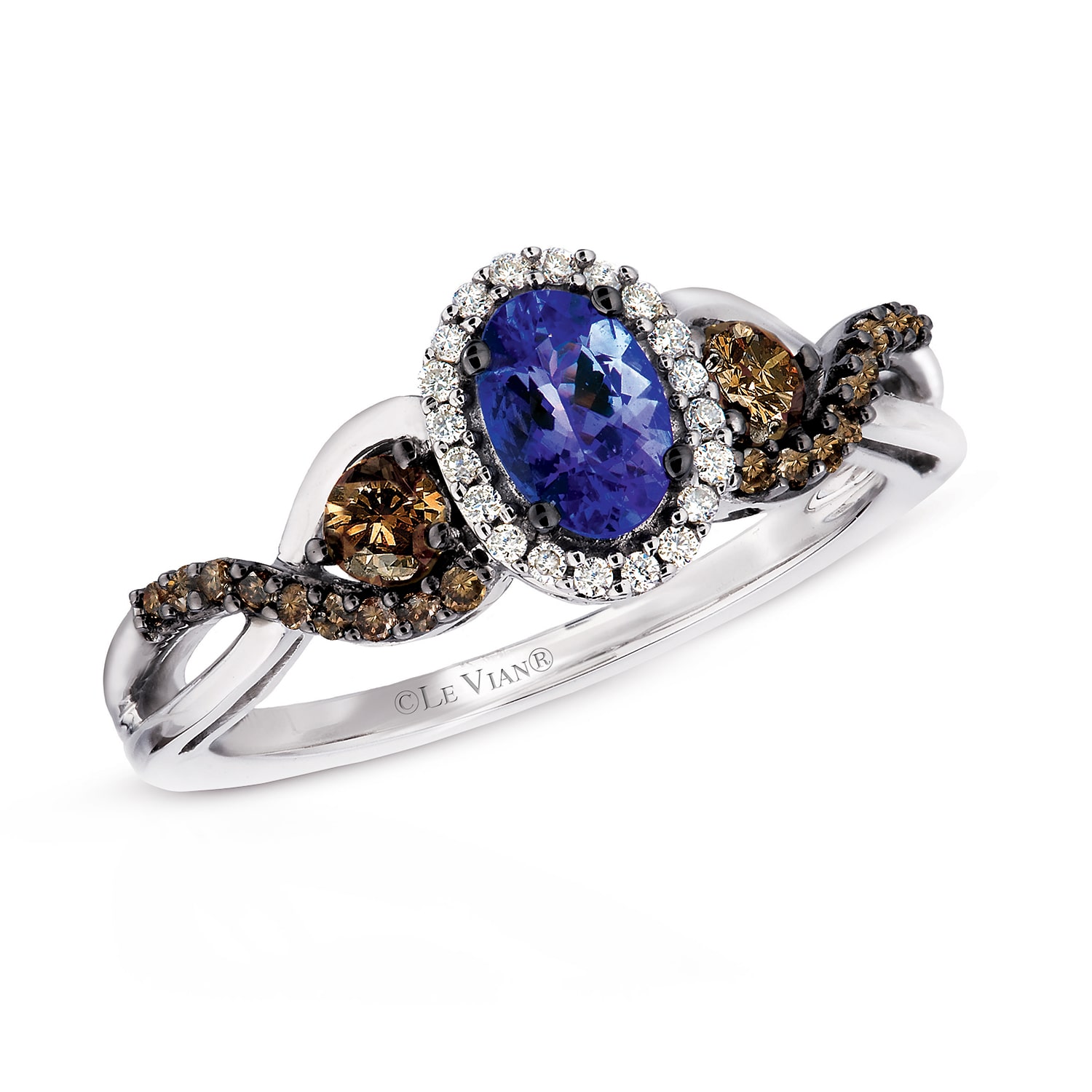 Le Vian® Grand Sample Sale™ Blueberry Tanzanite® Vanilla Diamonds® & Chocolate Diamonds® Ring set in 14K Vanilla Gold® 
