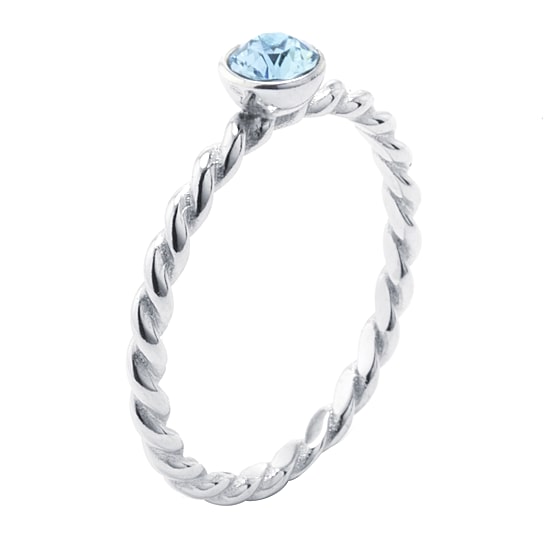 Silver Treasures Womens Blue Crystal Sterling Silver Delicate Band
