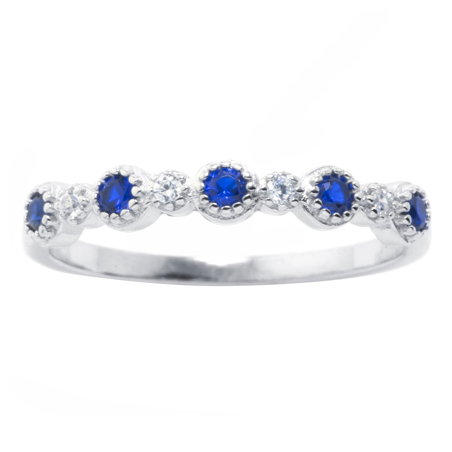 Silver Treasures Womens Blue Spinel Sterling Silver Delicate Band