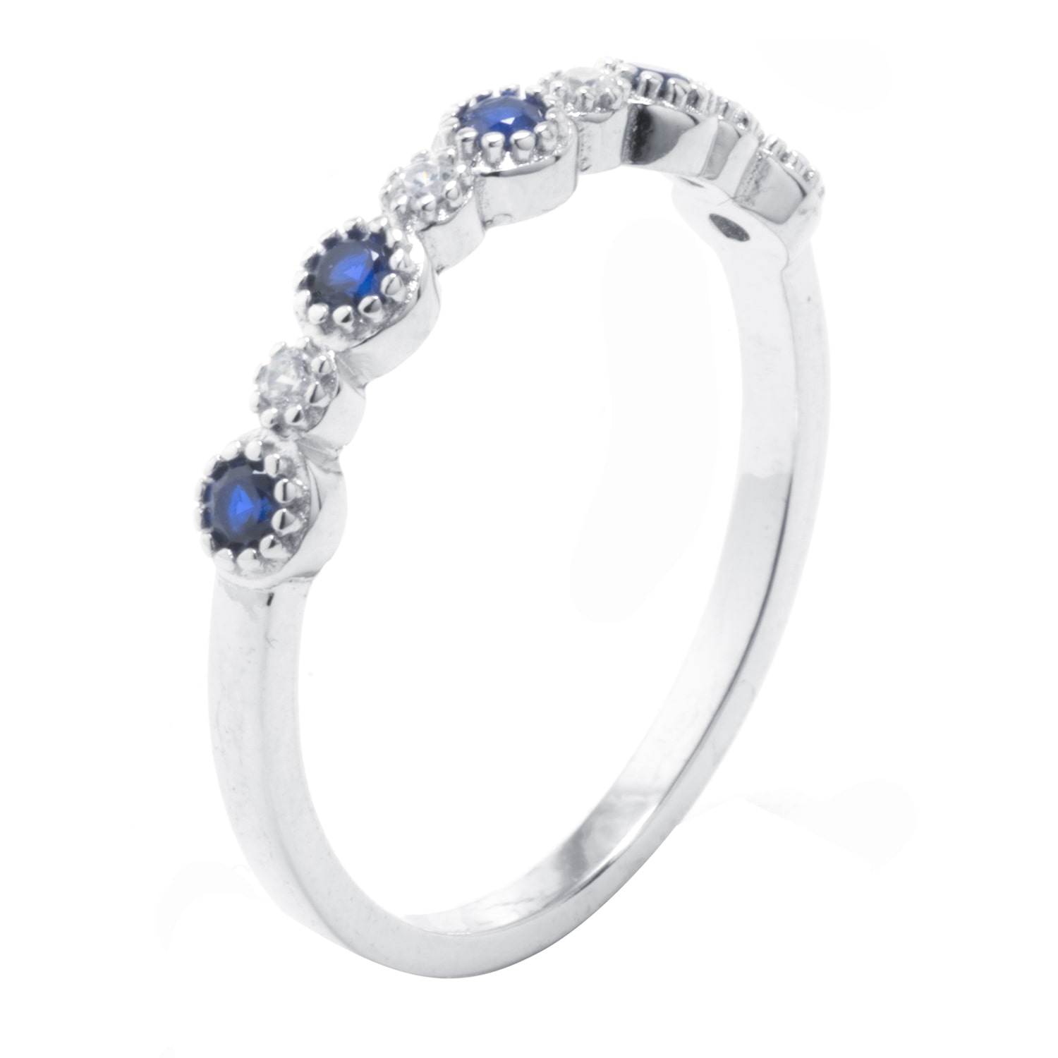 Silver Treasures Womens Blue Spinel Sterling Silver Delicate Band