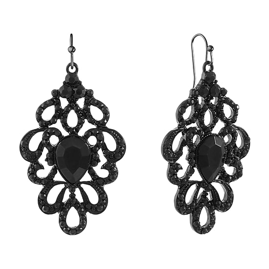 Mixit Womens Black Drop Earrings