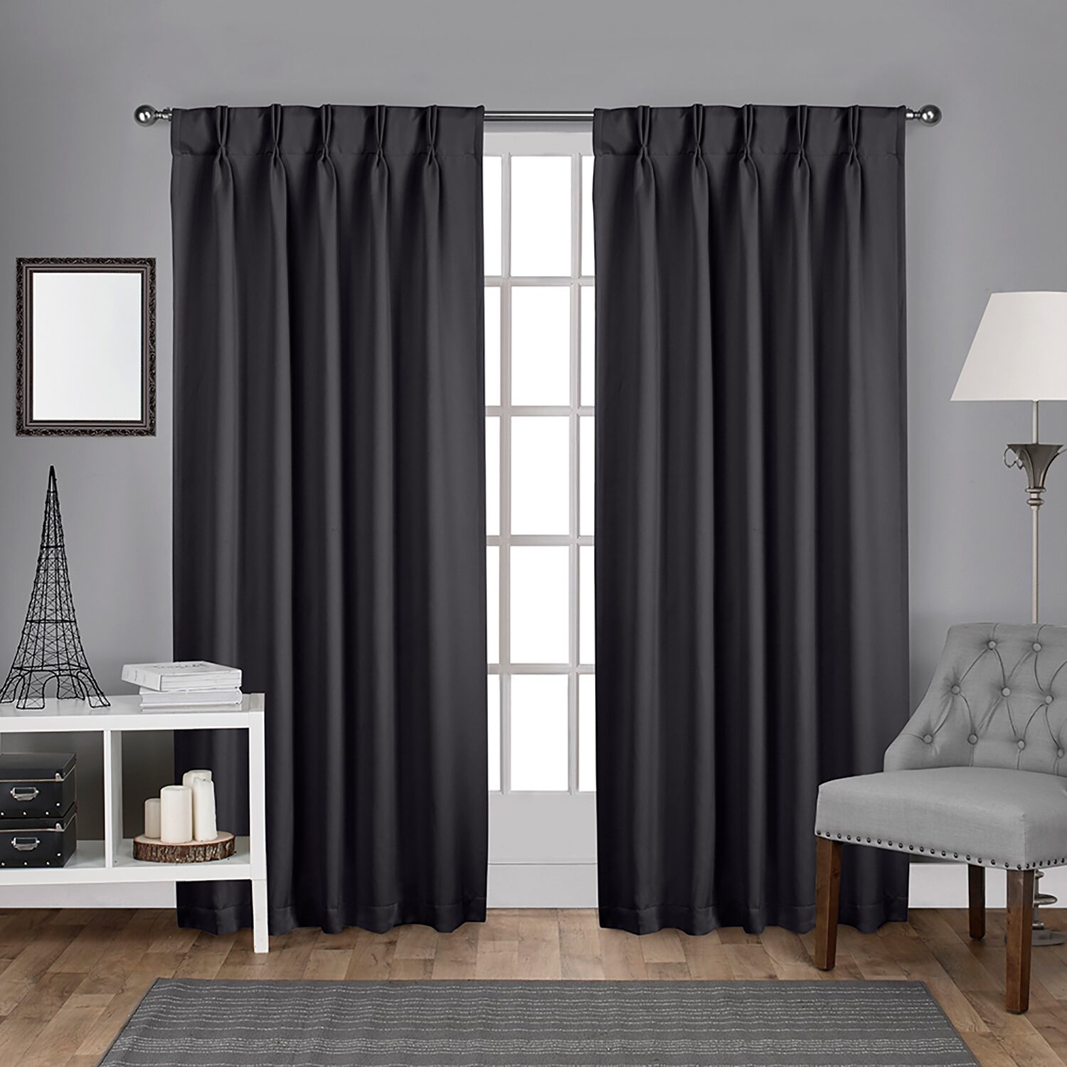 Exclusive Home Curtains Sateen Pinch Pleat Energy Saving Blackout Set of 2 Curtain Panel