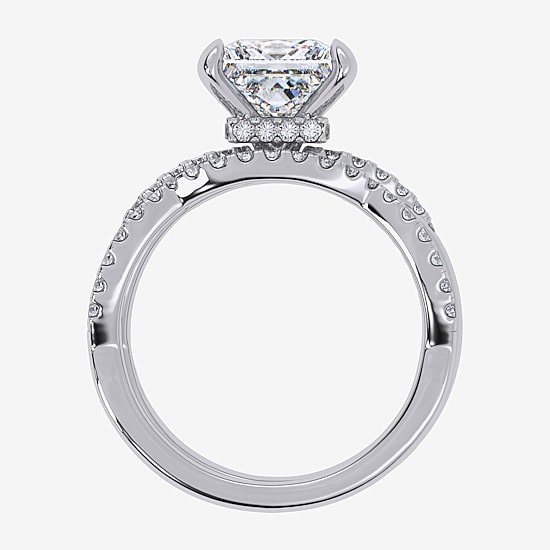 (G-H / Si1-Si2) Womens 2 1/2 CT. T.W. Lab Grown White Diamond 14K Gold Side Stone Engagement Ring