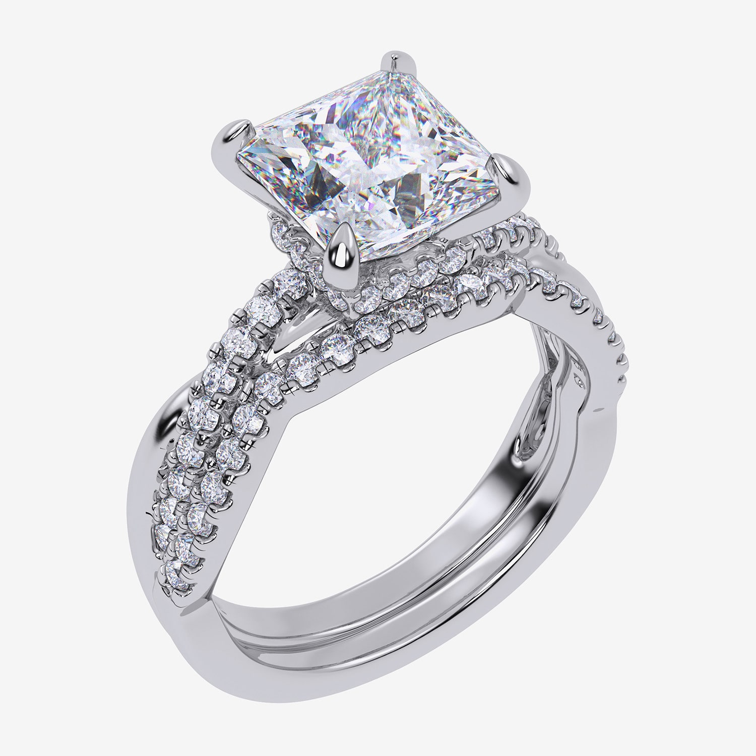 (G-H / Si1-Si2) Womens 2 1/2 CT. T.W. Lab Grown White Diamond 14K Gold Side Stone Engagement Ring