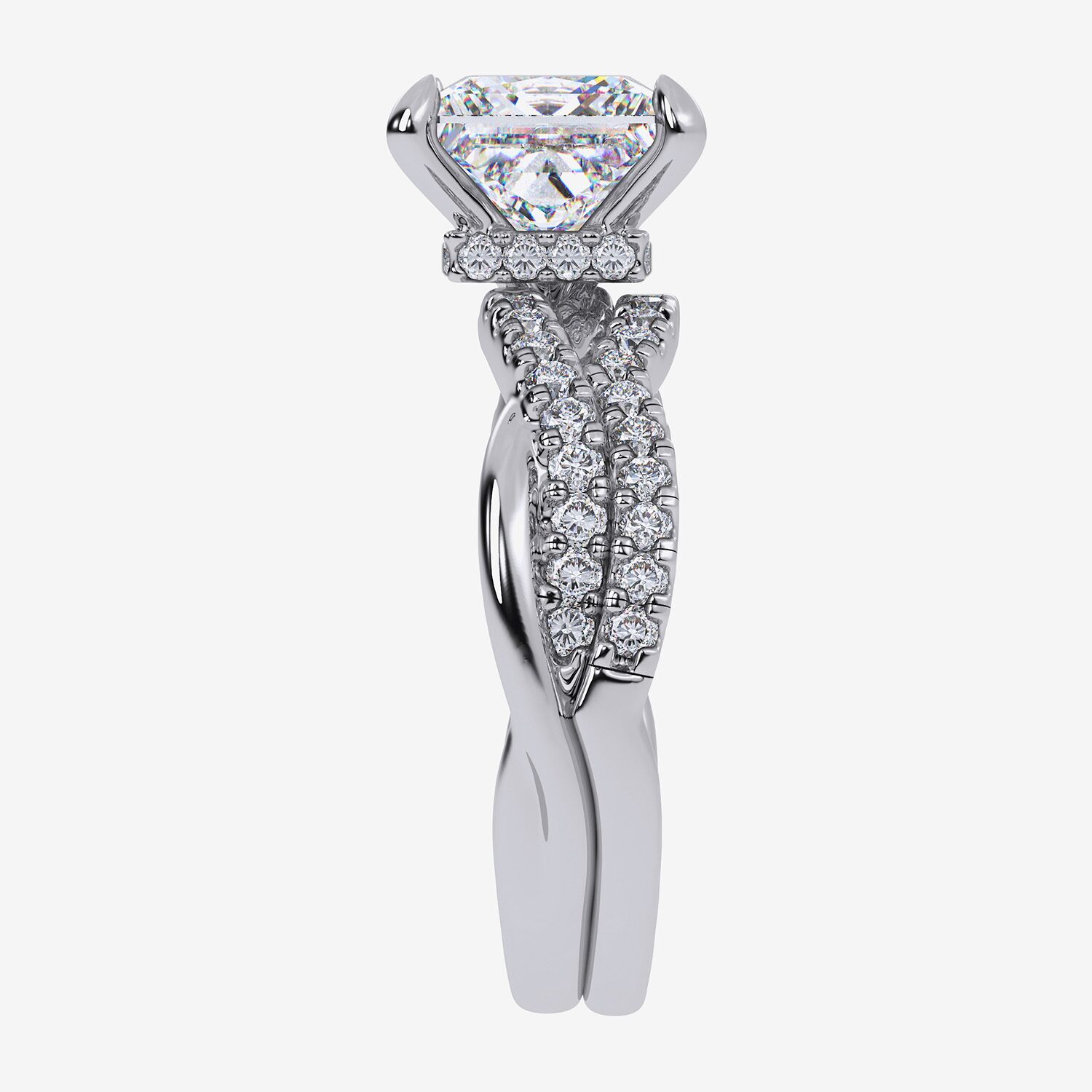 (G-H / Si1-Si2) Womens 2 1/2 CT. T.W. Lab Grown White Diamond 14K Gold Side Stone Engagement Ring