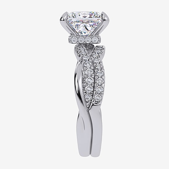 (G-H / Si1-Si2) Womens 2 1/2 CT. T.W. Lab Grown White Diamond 14K Gold Side Stone Engagement Ring