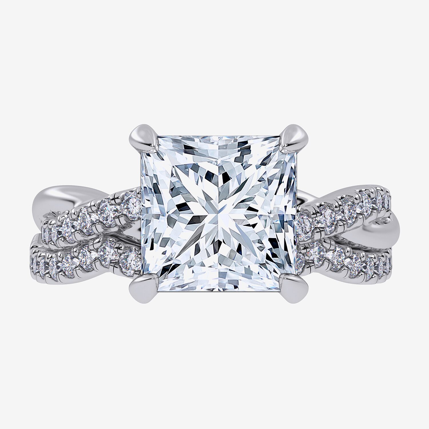 (G-H / Si1-Si2) Womens 2 1/2 CT. T.W. Lab Grown White Diamond 14K Gold Side Stone Engagement Ring