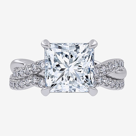 (G-H / Si1-Si2) Womens 2 1/2 CT. T.W. Lab Grown White Diamond 14K Gold Side Stone Engagement Ring