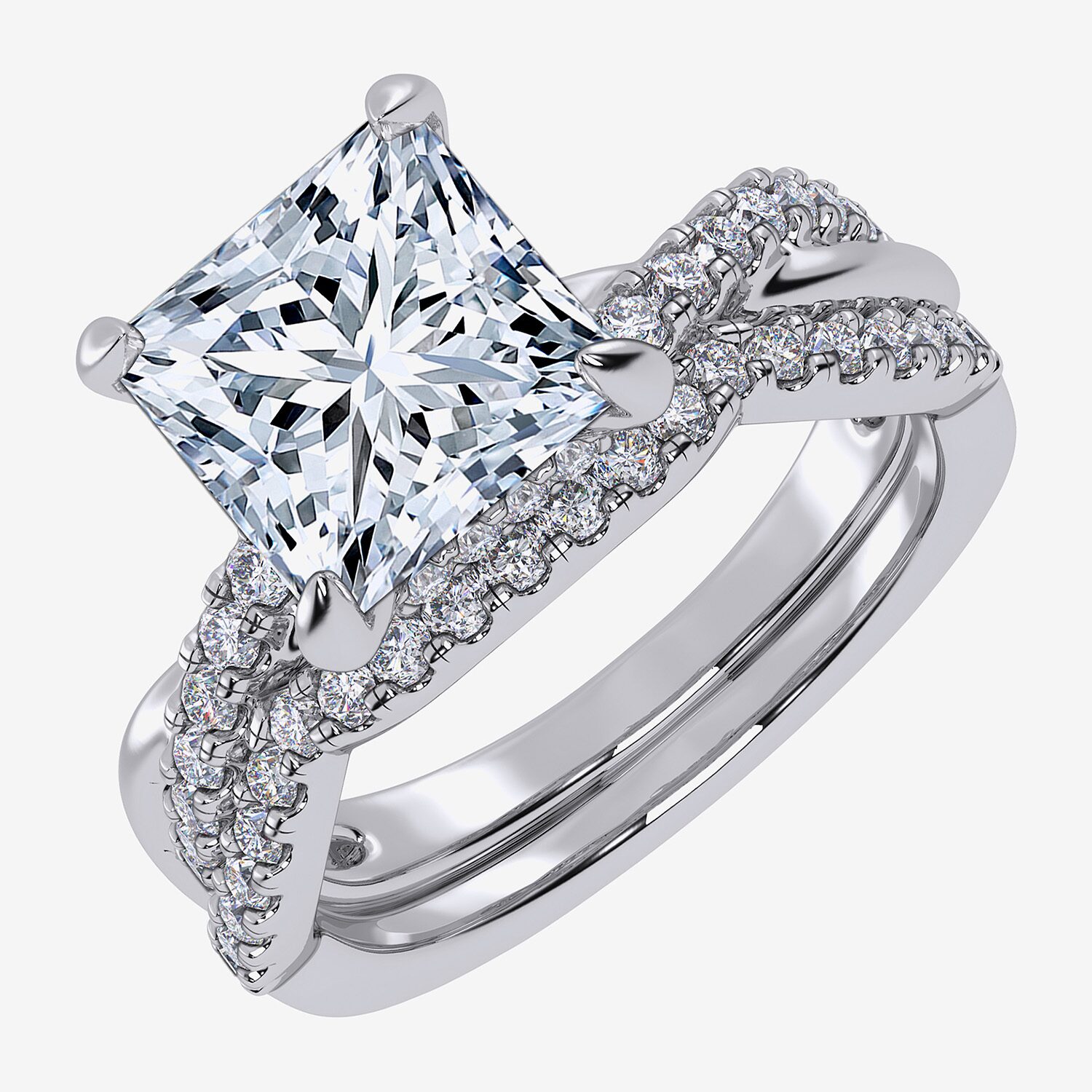 (G-H / Si1-Si2) Womens 2 1/2 CT. T.W. Lab Grown White Diamond 14K Gold Side Stone Engagement Ring