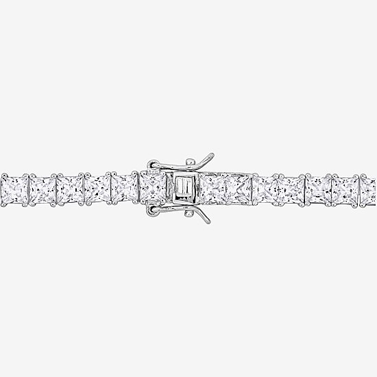 Mens White Sapphire Sterling Silver 20 Inch Tennis Necklace