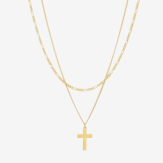 Made in Italy Womens 14K Gold Cross 17 Inch Pendant Necklace