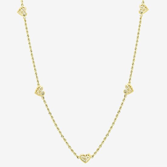 Womens 10K Gold Heart 18 Inch Pendant Necklace