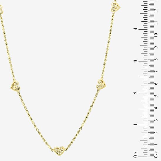 Womens 10K Gold Heart 18 Inch Pendant Necklace