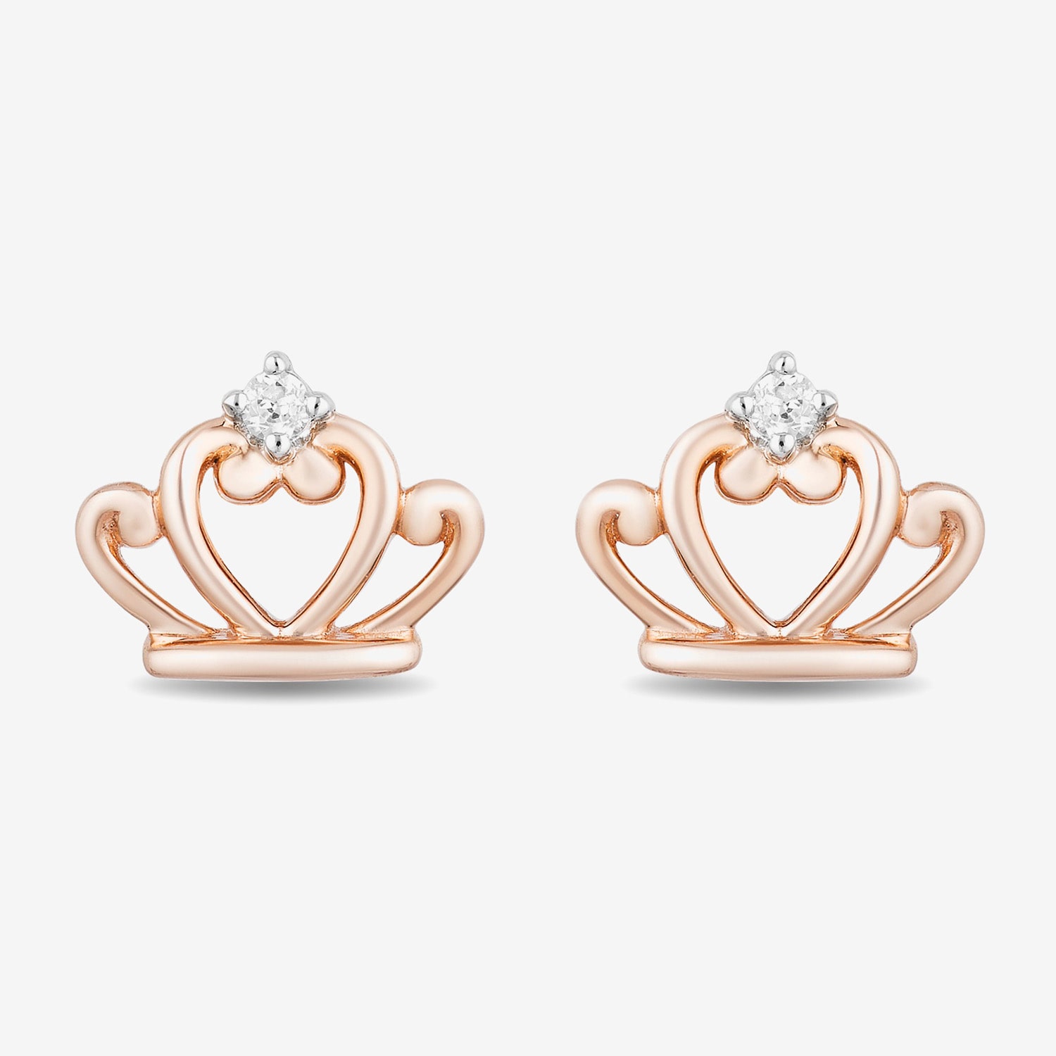 Diamond Accent Natural White Diamond Accent 14K Rose Gold Over Silver Sterling Silver 8mm Princess Stud Earrings
