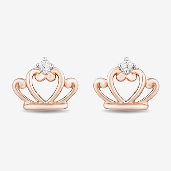 Diamond Accent Natural White Diamond Accent 14K Rose Gold Over Silver Sterling Silver 8mm Princess Stud Earrings