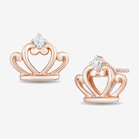 Diamond Accent Natural White Diamond Accent 14K Rose Gold Over Silver Sterling Silver 8mm Princess Stud Earrings