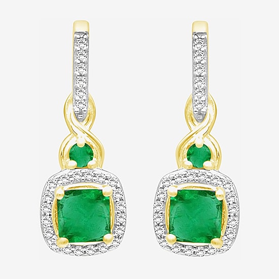 Womens Gemstone & 1/6 CT. T.W. Natural Diamond 10K Gold Drop Earrings