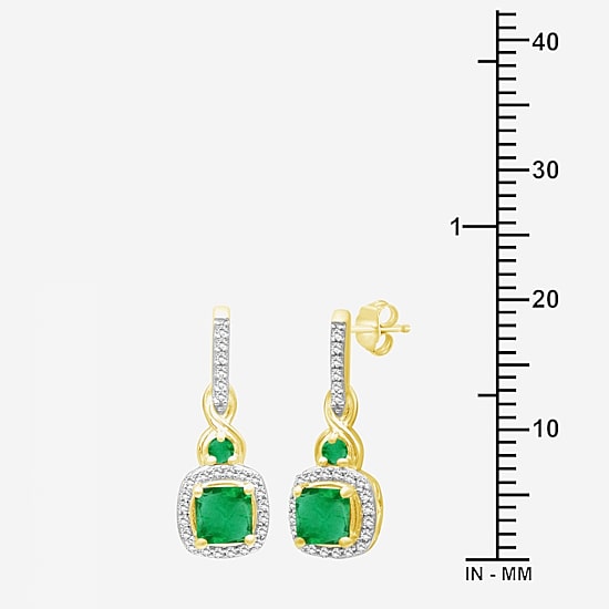 Womens Gemstone & 1/6 CT. T.W. Natural Diamond 10K Gold Drop Earrings
