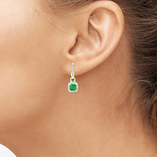 Womens Gemstone & 1/6 CT. T.W. Natural Diamond 10K Gold Drop Earrings