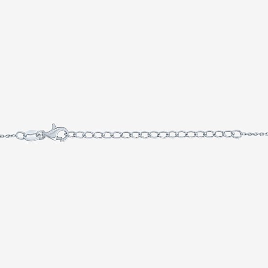 Womens Diamond Accent Genuine Blue Aquamarine Sterling Silver Oval 16 Inch Pendant Necklace