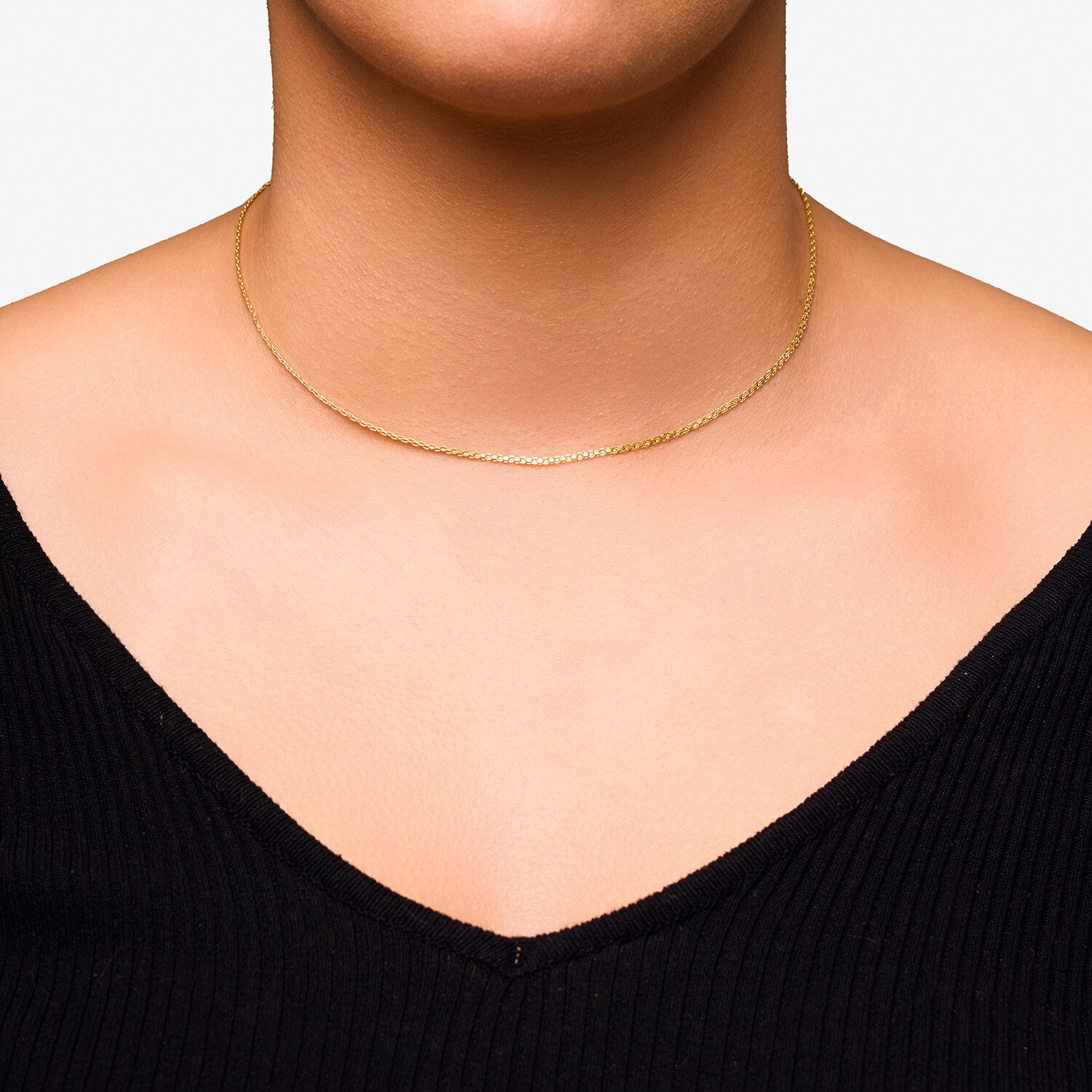 Womens 14K Gold 16 Inch Fashion Chain Necklace