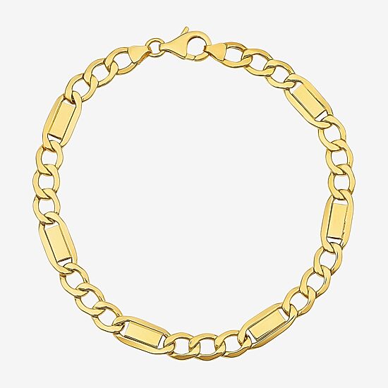 Made in Italy Unisex Adult 10K Gold 8 1/2 Inch Hollow Link Chain Bracelet