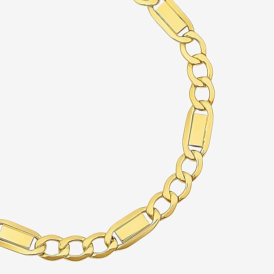 Made in Italy Unisex Adult 10K Gold 8 1/2 Inch Hollow Link Chain Bracelet